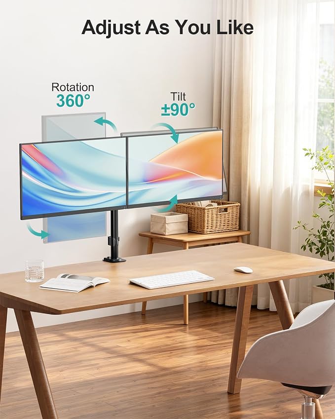 MOUNT PRO Dual Monitor Mount Fits 13-32 Inch/17.6lbs LCD Screen, Computer Monitor Desk Mount, Articulating Monitor Arm, Height Adjustable Display Stand for 2 Monitors, VESA Mount 75x75/100x100mm - Image 3