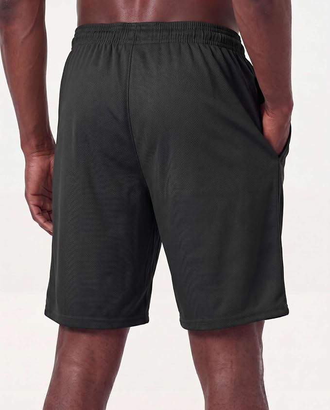 5 Pack Men's Mesh Shorts Athletic Basketball Sports Gym Workout Pockets | Cooling Moisture-Wicking, 9", Long, Quick-Dry, Breathable, Elastic Drawstring Waistband. Running, Exercise, Soccer, Training. - Image 5