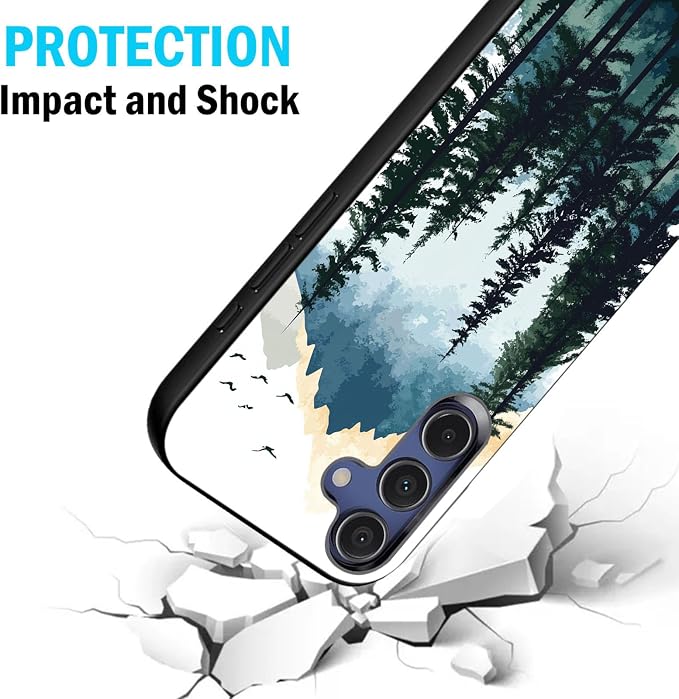 Designed for Galaxy S25 FE Phone Case,Slim Silicone Shockproof Protective Case for Galaxy S25 FE 6.7 inch,Watercolor Forest Mountains - Image 2