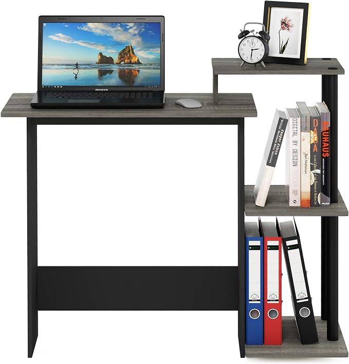 Furinno EFFICIENT Desk, 28.6" Wide Gaming Desk with 3 Open Side Shelves, Laptop Notebook Computer Desk, Office Desk for Home Office, Study Room, Dorm, Bedroom, French Oak - Image 4
