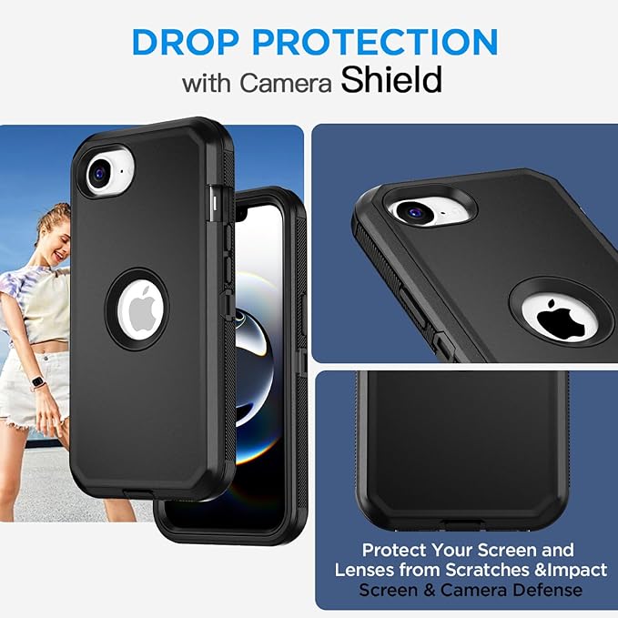 AICase for iPhone 17e/iPhone 16e Case with Belt Clip Holster,Heavy Duty Drop Protection Full Body Rugged Shockproof/Drop Proof/Dust Proof Military Protective Tough Durable Cover for iPhone 17E/16E - Image 2