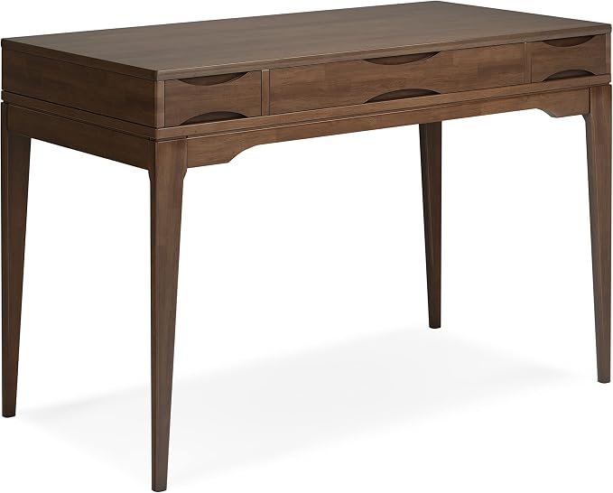 SIMPLIHOME Harper Desk and Bookcase Bundle - 48 inch Wide Solid Wood Mid Century Modern Desk with Drawers and 24 inch Wide 4-Shelf Bookcase in Walnut Brown, Home Office Furniture (Set of 2) - Image 5