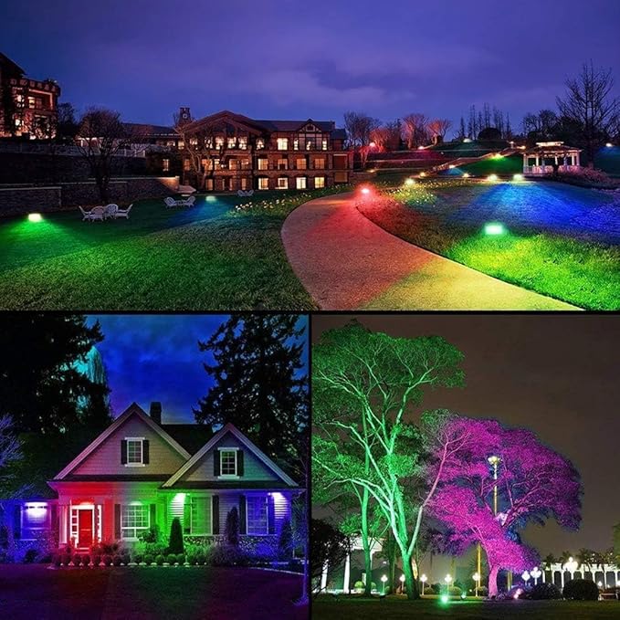 Led Flood Light 30W, 300W Equivalent 3000 LM Outdoor Color Changing Led Stage Landscape Lights, Bluetooth RGBW Smart Floodlights 2700K & 16 Million Colors&Timing& Music Sync, IP66，US 3-Plug (2 Pack) - Image 2