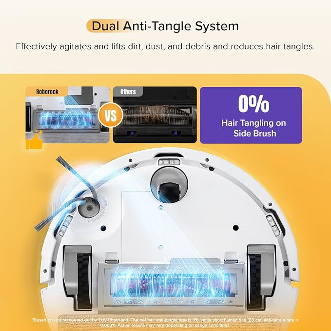 roborock Q7 M5 Robot Vacuum and Mop Combo, 10,000Pa HyperForce Suction | Dual Anti-Tangle System, APP-Controlled Mopping, LiDAR Navigation, Robotic Vacuum Cleaner for Pet Hair and Carpet, White - Image 3