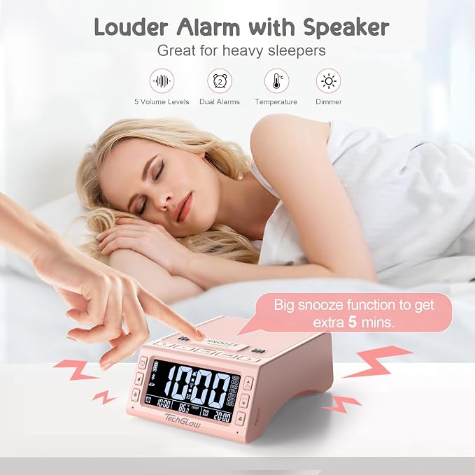 TechGlow Foldable Cellphone Stand with Wireless Bluetooth Speaker Birthday Gifts for Men Women Mother Father Cool Tech Gadgets- Pink - Image 3