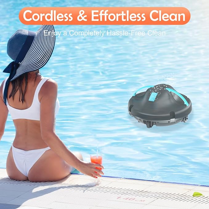 (2026 New) Pool Vacuum for Above Ground Pool, Cordless Robotic Pool Cleaner with Dual Motors Strong Suction, 130-Min Runtime, Auto-Parking, Pool Vacuum Robot for Inground Flat Pools Up to 1100 Sq.Ft - Image 2