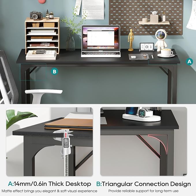 BestOffice Computer Desk,Home Office Desk, Modern Simple Style for Home Office Study Writing (Black, 39 Inch) - Image 4