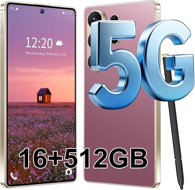 S26 Ultra 5G Unlocked Smartphone,16GB+512GB Cell Phone for Android 15, 6.99" Unlocked Cell Phone, 7000mAh, 68MP+108MP Dual Camera/Dual SIM/Fingerprint Lock/Face，Rose Gold by Unknown