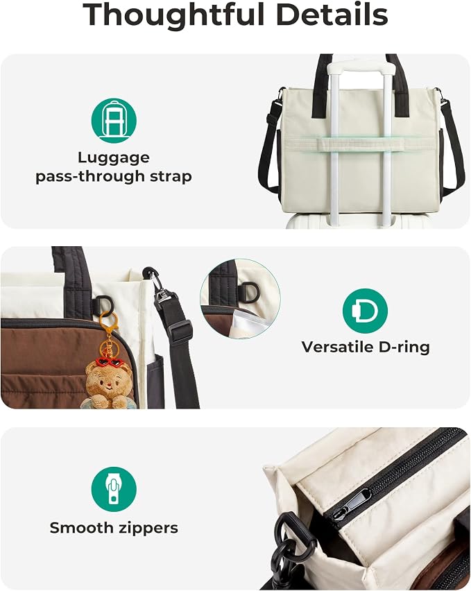 BAGSMART Small Tote Bag for Women, 13'' Laptop Canvas Work Bag with Zipper | 30oz/40oz Tumble & 11 Pockets Travel Tote, Teachers/Nurses, Lightweight Canvas or Water-Resistant Puffer Taslon Crossbody Bag - Image 5