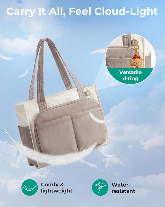 BAGSMART Small Tote Bag for Women, 13'' Laptop Canvas Work Bag with Zipper | 30oz/40oz Tumble & 11 Pockets Travel Tote, Teachers/Nurses, Lightweight Canvas or Water-Resistant Puffer Taslon Crossbody Bag - Image 7