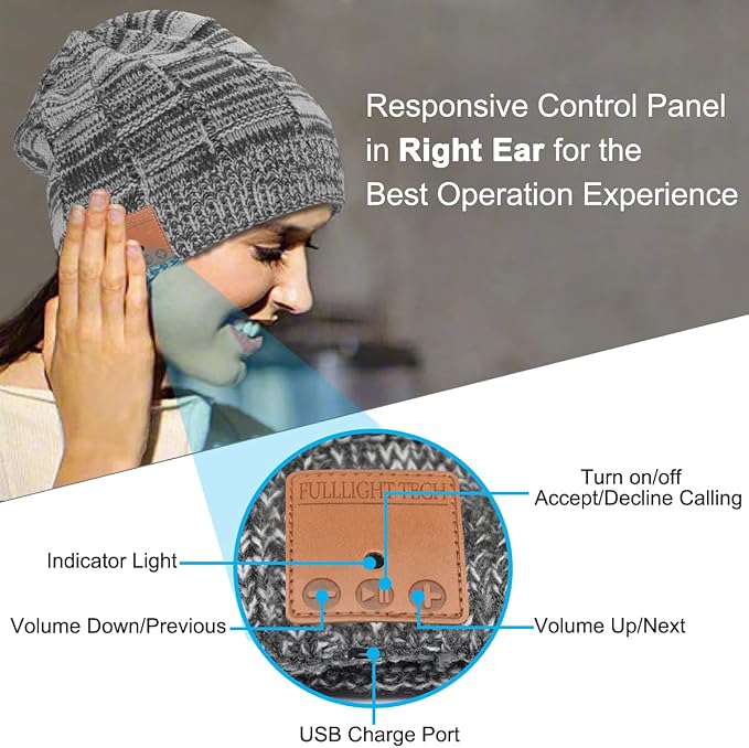 Bluetooth Beanie Hat Headphones Unique Tech Gifts Stocking Stuffer - Image 5