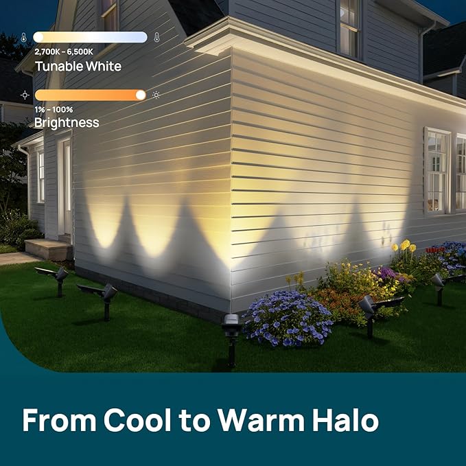 Linkind Smart Solar Lights Outdoor Waterproof SL6C, Dual-Ring Solar&USB Charging Solar Spotlights Outdoor Waterproof IP66, Color Changing Spot Light for Yard, Tree, Landscape, House, 1 Pack - Image 4