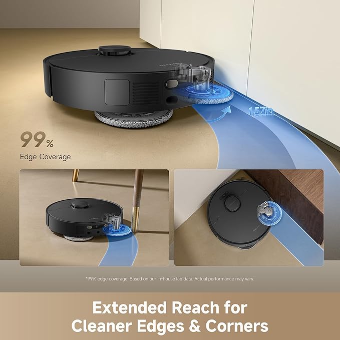 dreame D30 Ultra Robot Vacuum and Mop, All-in-One Base Station | 25,000Pa Powerful Suction, 100-Days Auto-Empty, MopExtend Tech for Edge Cleaning, Smart Obstacle Avoidance, Black - Image 4
