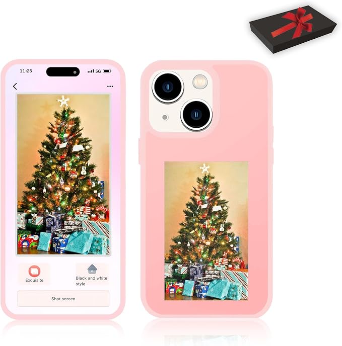 Smart Ink Phone Case,Compatible with iPhone 15 Pro,Custom Image Display AI Cell Phone Case,Electronic Ink Phone Case,Anti-Drop Silicone DIY Phone Case Pink - Image 2
