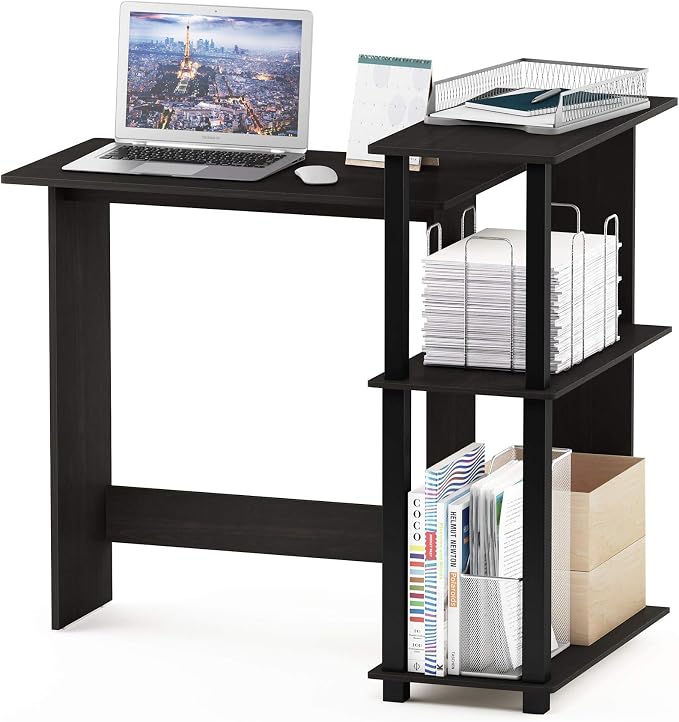 Furinno Abbott Corner Computer Desk with Bookshelf, Espresso/Black by Furinno-FitsYourSpaceFitsYourBudget