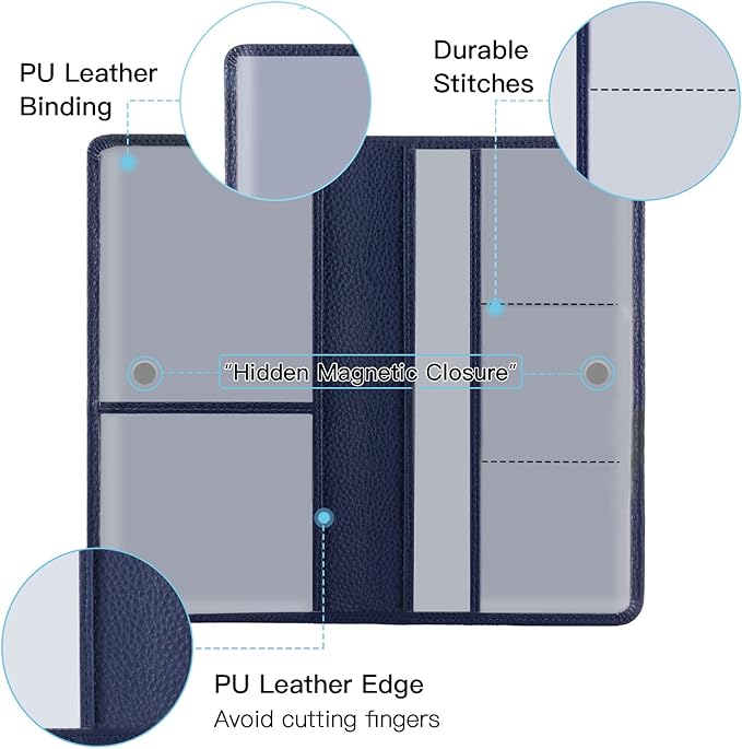 Valardoh Premium Car Registration and Insurance Card Holder, Car Document Holder for Cards, Driver License & other Essential Documents (Deep Blue) - Image 2