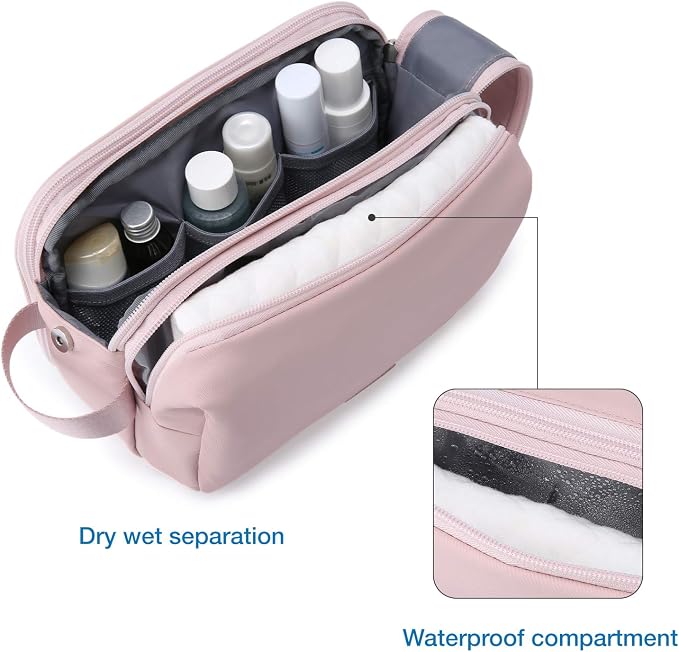 BAGSMART Toiletry Bag for Men, Travel Toiletry Organizer Dopp Kit Water-resistant Shaving Bag for Toiletries Accessories, Door Room Essentials,Beige-medium - Image 3