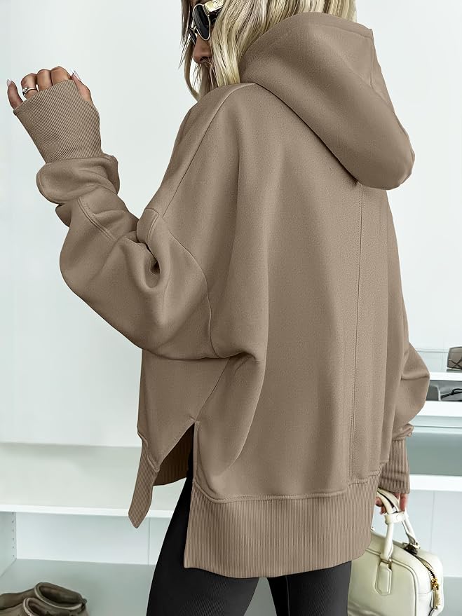 ANRABESS Womens Oversized Hoodies Long Sleeve Fleece Side Slit Hooded Sweatshirts Pullover 2026 Fall Outfits Y2K Clothes - Image 3