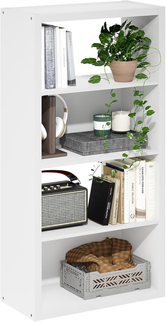 Furinno Viola Book Shelf, 4-Tier Bookshelf, Extra Thick Frame Bookcase with Open Shelf, Open Back Design, 11.3" x 23.2" x 45.4", for Living Room, Bedroom, Home Office, White by Furinno-FitsYourSpaceFitsYourBudget