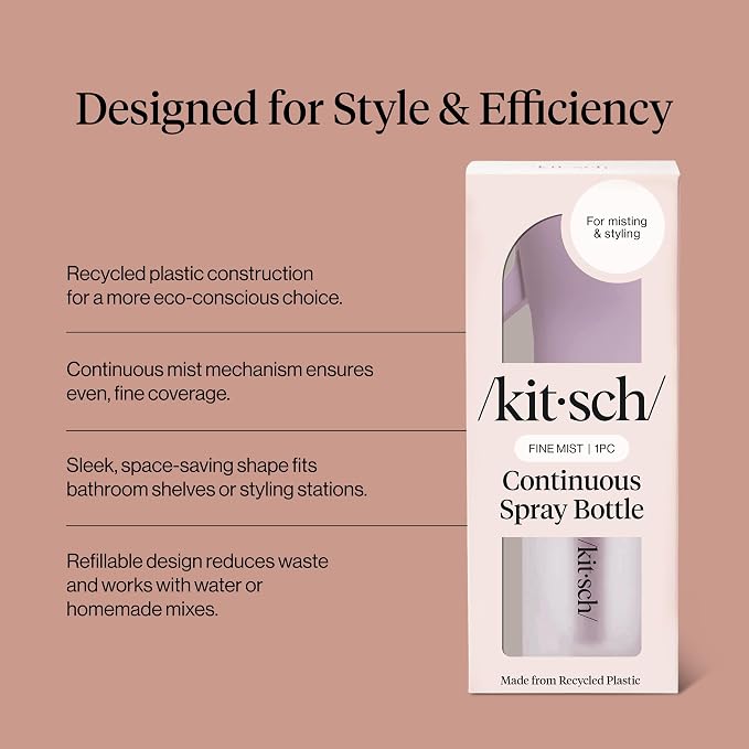 Kitsch Continuous Spray Bottle for Hair – Sheer Violet, 150ml | Fine Mister Spray Bottle & Water Spray Bottle – Recycled Hair Spray Bottle – Spray Bottles for Cleaning, Styling, & More - Image 3