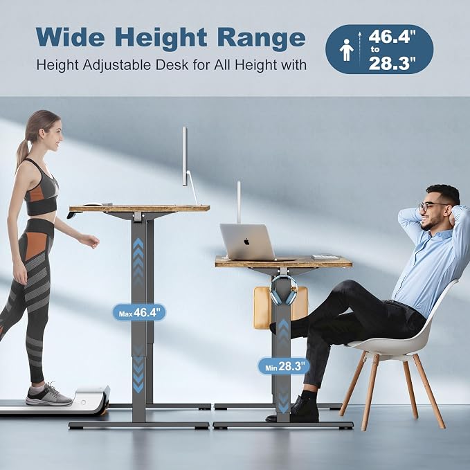 DUMOS 63 Inch Electric Standing Desk, Memory Adjustable Home Office Desk | Sit Stand Up Desk for Work Home Office,Adjustable Desk, Rising Computer Table with Splice Board,Cable Management,Hook,Brown - Image 4