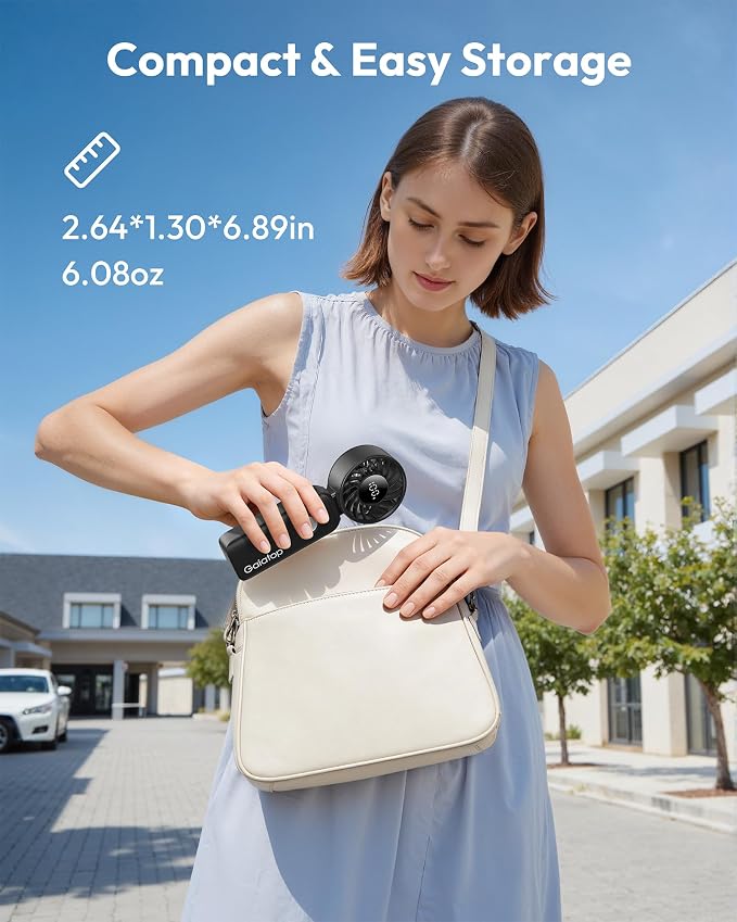 Gaiatop Portable Handheld Fan, 5 Speed Rechargeable Battery Max 18 Working Hours, 3 IN 1 Neck/Desk/Hand Fan Cooling for Travel, Beach, Women/Men Outdoor Activities Gifts - Black - Image 6