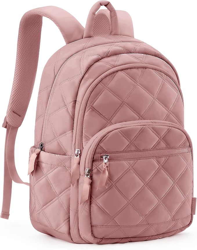 BAGSMART College Laptop Backpack,Cute Travel Backpack for Women,Quilted Computer Bookbag by BAGSMART