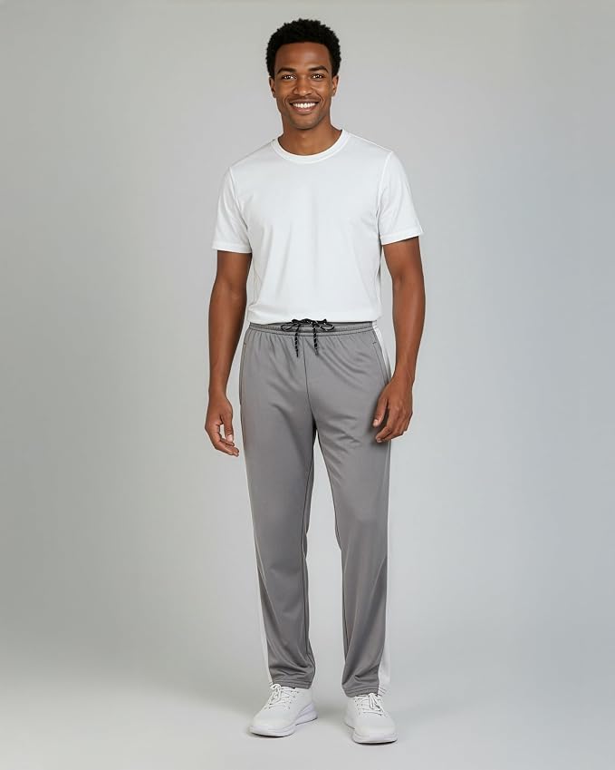 3 Pack Men's Mesh Open Bottom Sweatpants Active Athletic Workout Gym Pocket | Available in Big & Tall, Uncuffed, Elastic Waistband, Drawstring, Straight Leg, Running, Jogging, Exercise, Training, Sports - Image 3