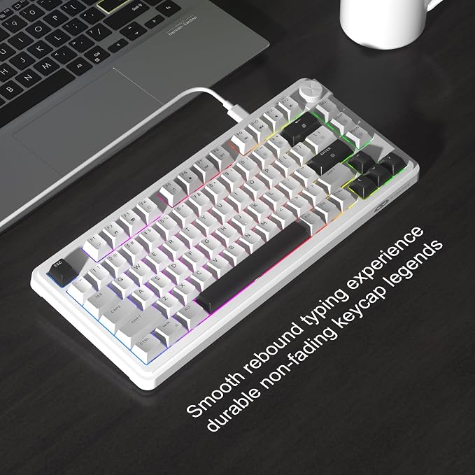 MageGee 80% Gaming Keyboard, RGB Backlit Wired Mechanical Feel Keyboard with Volume Knob, 80 Keys Compact USB Keyboard, 19-Key Rollover, Multimedia Keys for PC, Computer, Laptop, Windows - Image 6