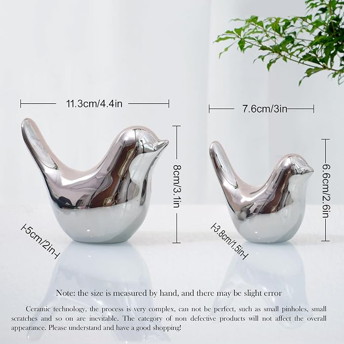 Notakia Silver Birds Statues Home Decor Modern Style Decorative Ornaments for Silver Table Decor Living Room, Bedroom, Office Desktop - Image 4