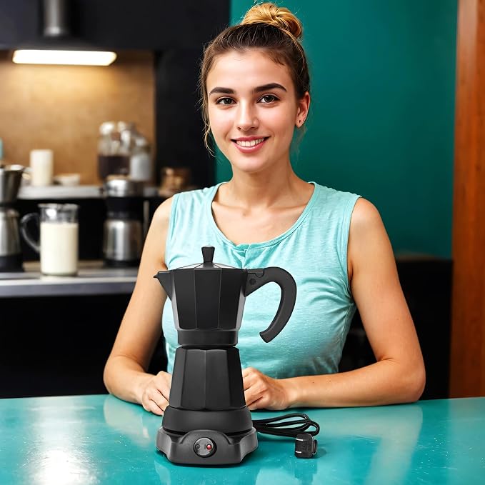 LAOION 6 Cup Electric Moka Pot, 300ml Portable Espresso Maker | Cafeteras Electricas Modernas with Detachable Base and Overheat Protection, Coffee Machine Gift for Home or Travel - Image 5