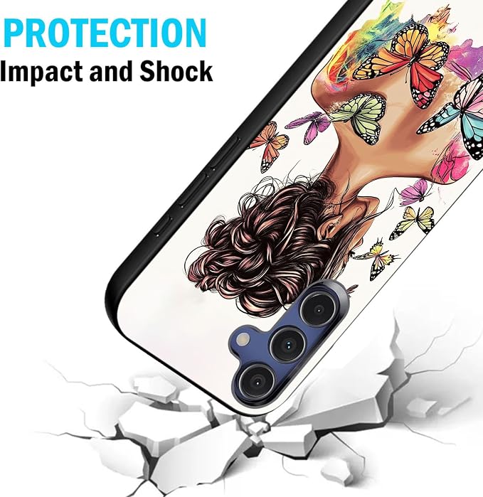 Designed for Galaxy S25 FE Phone Case,Slim Silicone Shockproof Protective Case for Galaxy S25 FE 6.7 inch,Butterfly Girl Watercolor Art - Image 2