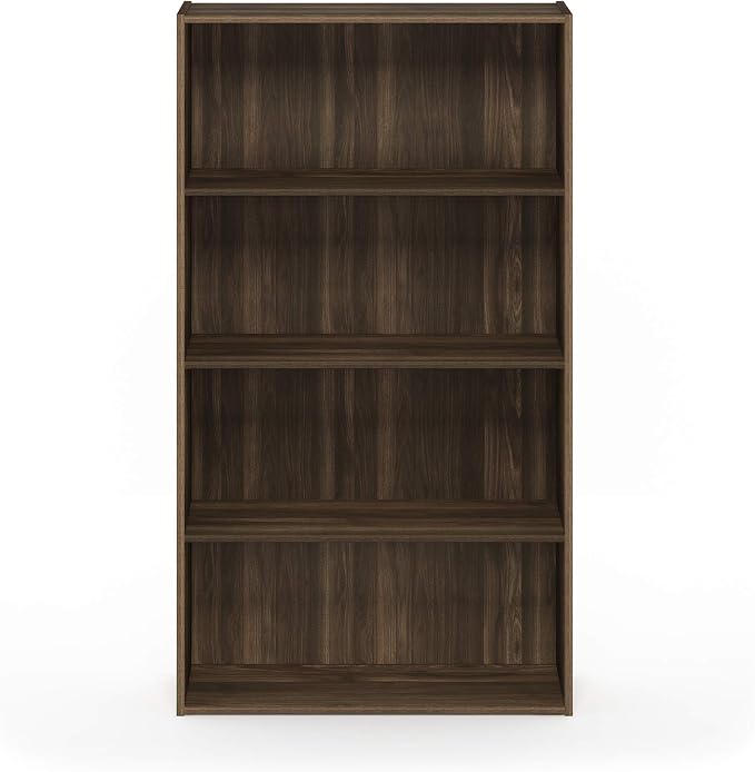 Furinno PASIR Book Shelf, 4-Tier Bookshelf, Bookcase with Open Shelf, 9.4 x 23.6 x 41.7, for Living Room, Bedroom, Home Office, Columbia Walnut - Image 7