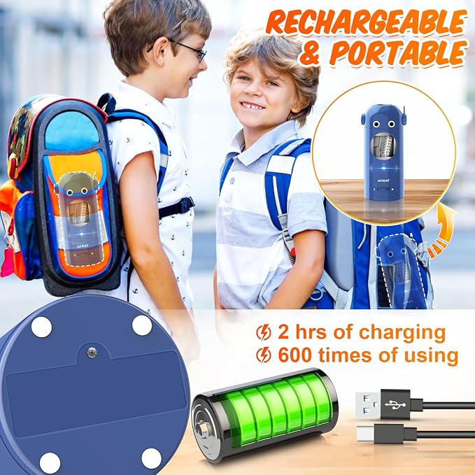 AFMAT Electric Pencil Sharpener for Colored Pencils 7-11.5mm, Fully Automatic Robot Pencil Sharpener, Auto in & Out, Rechargeable Hands-Free for Classroom/Home/Office, Battery Operated, PSX5RB, Blue - Image 5