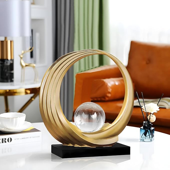 Dosker Modern Abstract Stripe Golden Shelf Decor Statues | Coffee Table Home Decor Sculpture,Desk Decoration for Living Room,Office (Golden) - Image 4