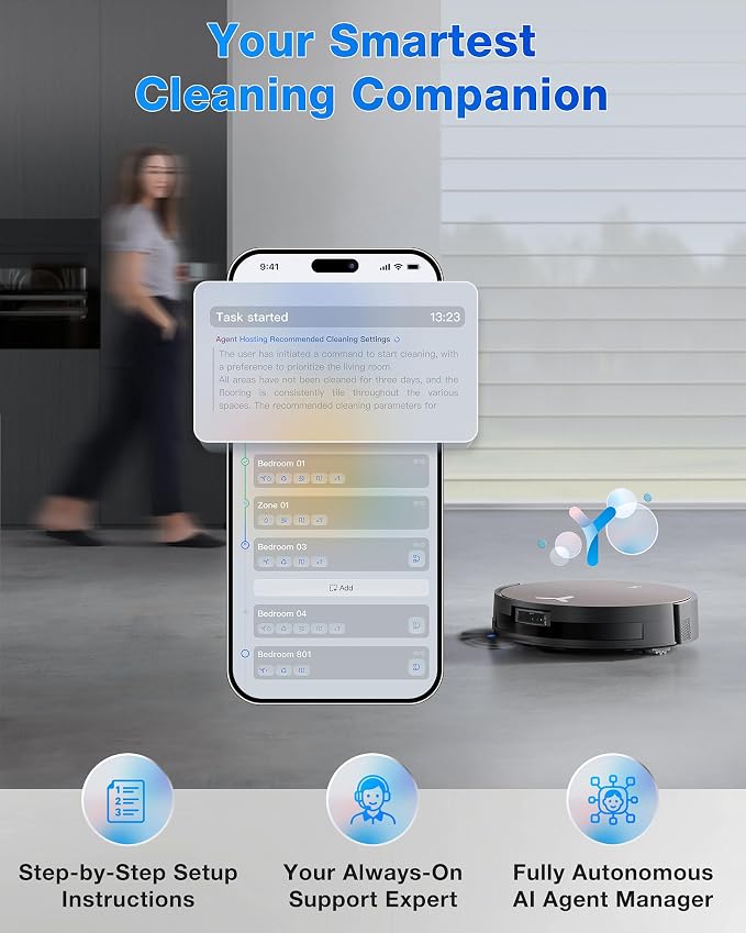 ECOVACS DEEBOT X11 PRO Omni Robot Vacuum and Mop, 19,500Pa Blast Suction, Instant Self-Cleaning Roller Mop, Zero-Tangle, Auto-Lift Mop for Carpet & Spill Protection, GaN Fast Charging for Large Homes - Image 9