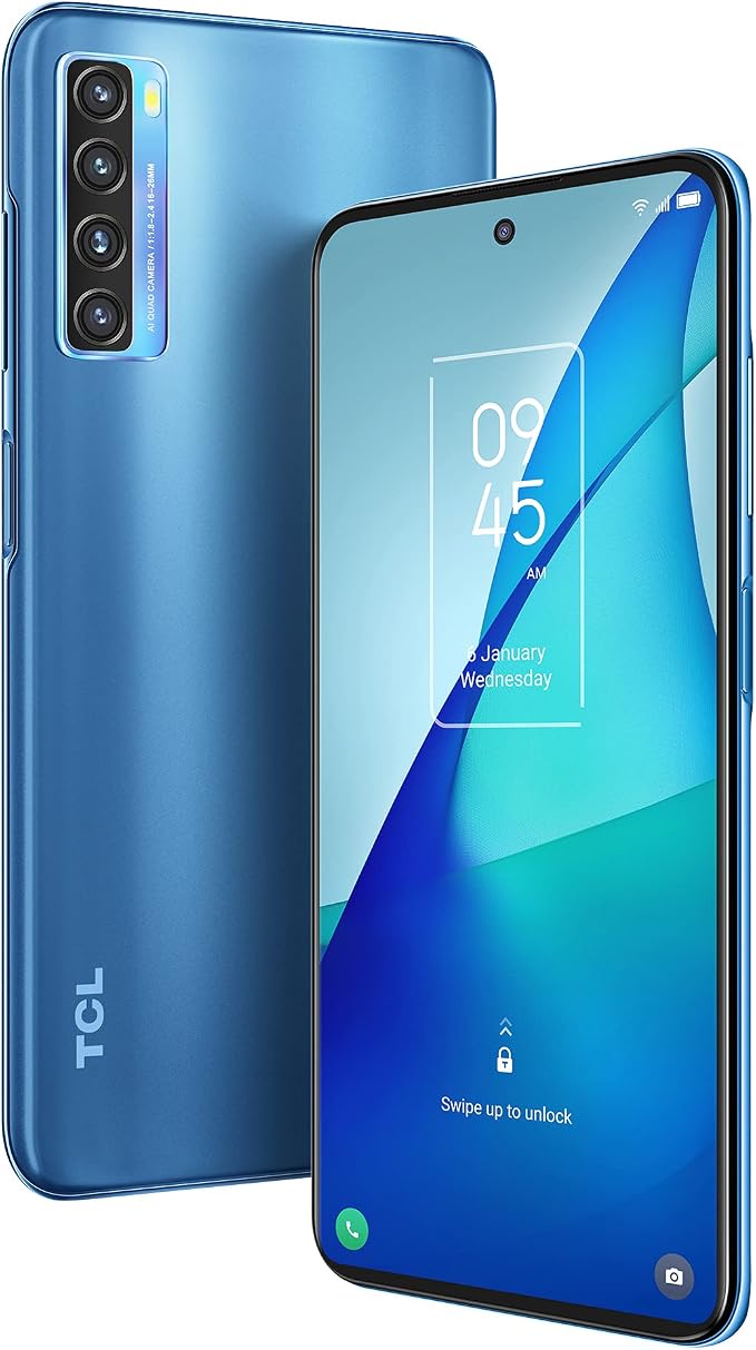 TCL 20S Unlocked Android Smartphone with 6.67” Dotch FHD+ Display, 64MP Quad Rear Camera System, 128GB+4GB RAM, 5000mAh Battery with Fast Charging, North Star Blue by TCL