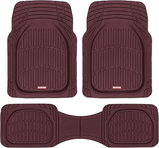 Motor Trend FlexTough Floor Mats for Cars, Burgundy Deep Dish All-Weather Car Mats, Waterproof Trim-To Fit Automotive Cars Trucks SUV, Universal Liner Accessories by MotorTrend