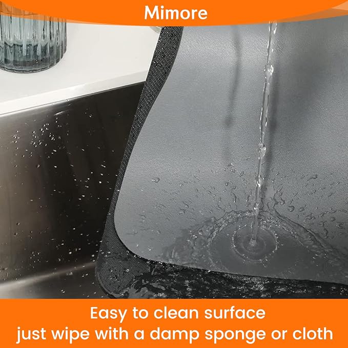 Mimore Coffee Mat - 16x24 Inch Grey Countertop Mat - Absorbent, Hides Stains, Rubber Backed - Dish Drying Mat Fits Under Coffee Maker, Espresso Machine - Image 6