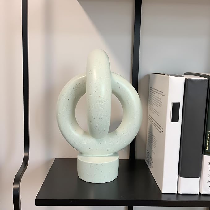 12" Modern Abstract Ring Decorative Sculpture, Knot Sculptures,Home Decor,Coffee Table Statues,Dining Living Room Desk Decor,Light Gray - Image 8