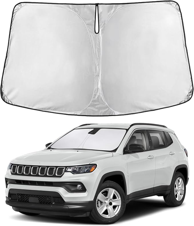 EcoNour Windshield Sunshade Compatible for Jeep Compass 2017-2023 2024 2025, Sun Visor for Front Windshield & Window Sun Shade Cover, UV Heat Blocker & Protector, Car Accessories by EcoNour