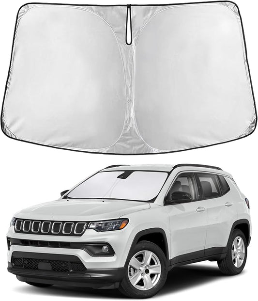 EcoNour Windshield Sunshade Compatible for Jeep Compass 2017-2023 2024 2025, Sun Visor for Front Windshield & Window Sun Shade Cover, UV Heat Blocker & Protector, Car Accessories by EcoNour