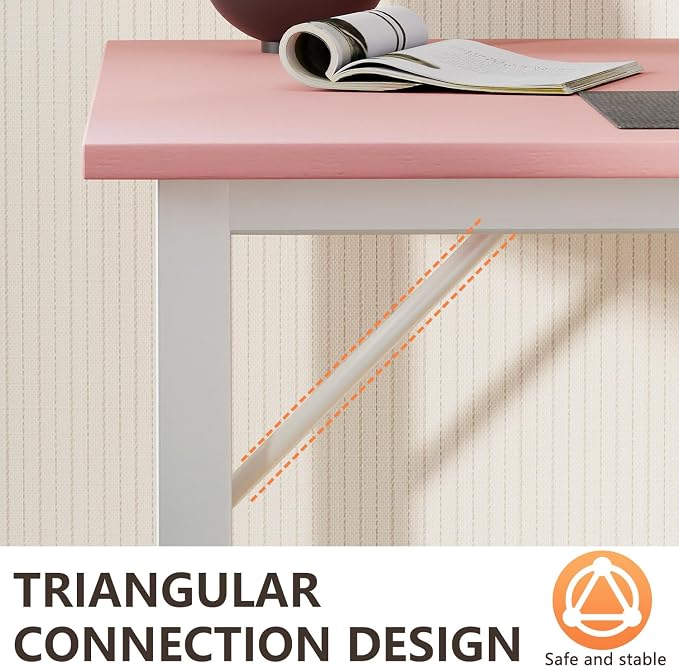 BestOffice Computer Desk,Home Office Desk, Modern Simple Style for Home Office Study Writing (Pink, 55 Inch) - Image 5