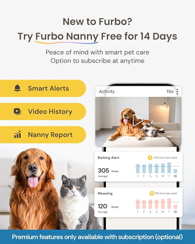 Furbo 360° Dog Camera: Basic See, Talk & Toss Features, No AI Alerts, No Subscription Required, Pet Security Cam w/Barking Alerts, Rotating View, Treat Toss, 2-Way Audio, Smart Home Puppy Monitoring - Image 7
