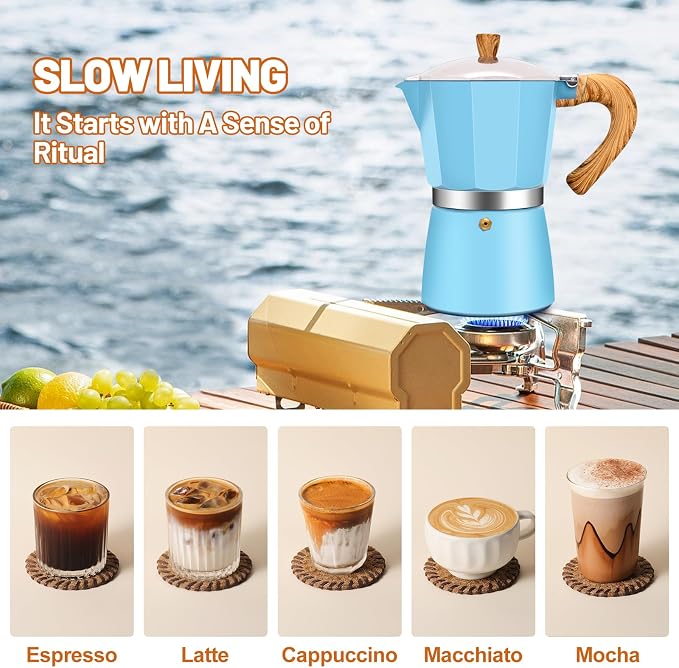 6 Cup Aluminum Espresso Stovetop Moka Pot Express Coffee Maker Percolator Italian Classic Mocha Coffee Machine for Italian and Cuban Cafe Brewing for Home & Camping 300ml 10oz - Image 7