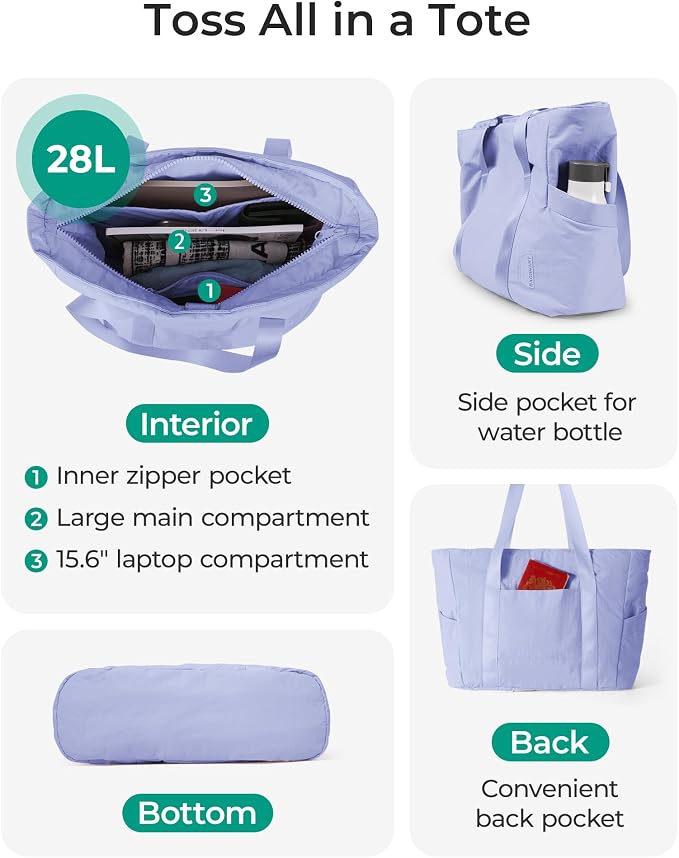 BAGSMART Tote Bag for Women, Tote Bag with Zipper Work Tote with Compartments Nurse Shoulder Hanbag for Travel, Gym - Image 4