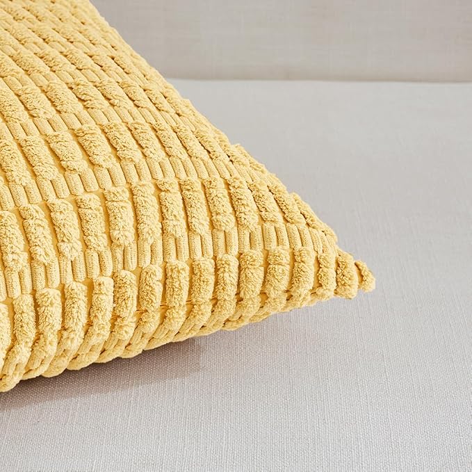 Fancy Homi 4 Packs Decorative Throw Pillow Covers for Living Room Couch Bed, Modern Farmhouse Boho Home Décor Accent Cushion Case, 20" x 12", Yellow - Image 4