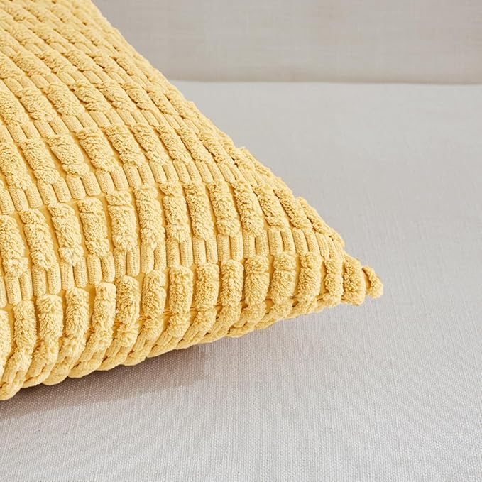 Fancy Homi 4 Packs Decorative Throw Pillow Covers for Living Room Couch Bed, Modern Farmhouse Boho Home Décor Accent Cushion Case, 24" x 24", Yellow - Image 4