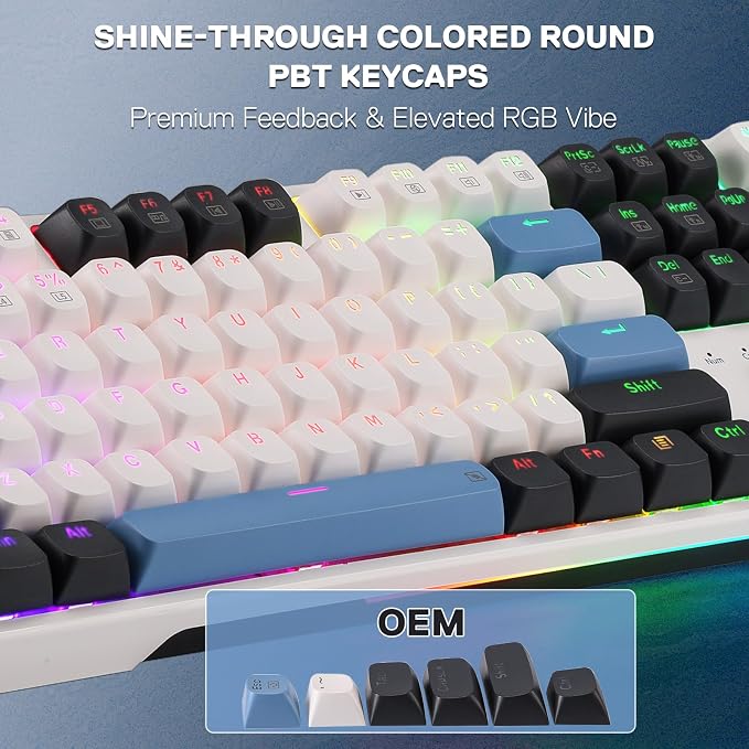 Redragon K668 108-Key Hot-Swap Wired RGB Gaming Keyboard, Extra 4 Hotkeys | Dedicated Shortcut Keys for Mute, Calc & Desktop, Cushioned Noise Dampening for Creamy Thocky Sound, Swap-Ready, PRO Software - Image 6