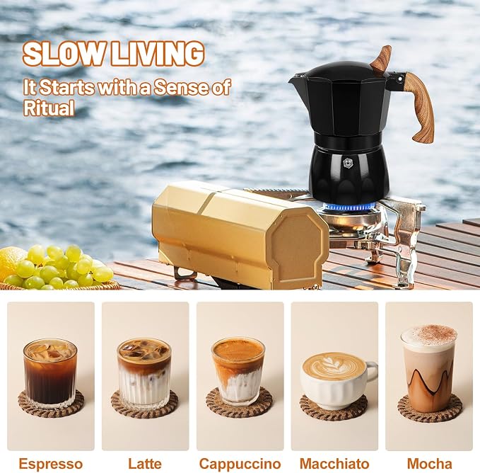 3 Cup Aluminum Espresso Stovetop Moka Pot Express Coffee Maker Percolator Italian Classic Mocha Coffee Machine for Italian and Cuban Cafe Brewing for Home & Camping 150ml 5oz - Image 7